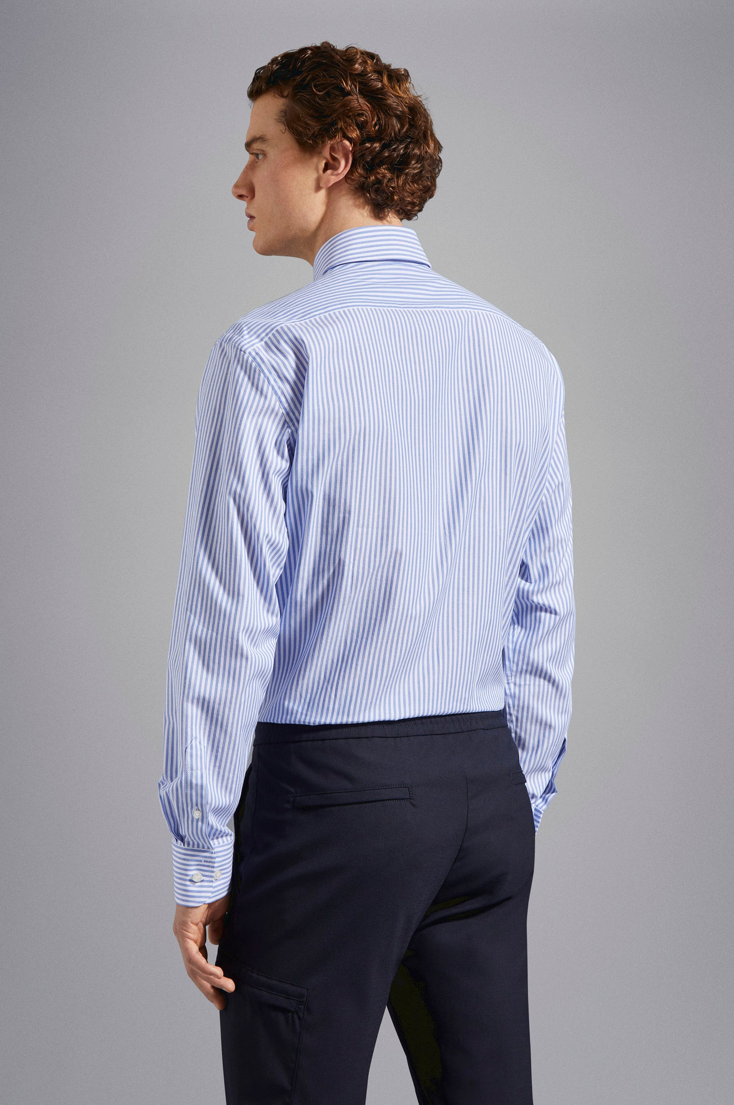 Paul & Shark Long Sleeve Striped Cotton Shirt C0p3006 - Light Blue C0P3006-002-ab-v