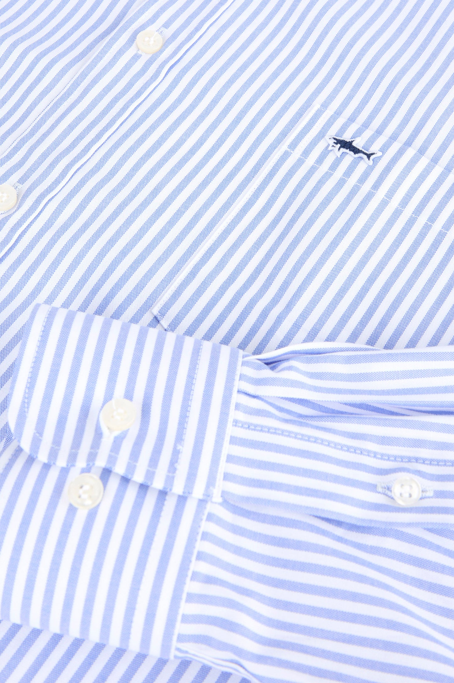 Paul & Shark Long Sleeve Striped Cotton Shirt C0p3006 - Light Blue C0P3006-002-d-v