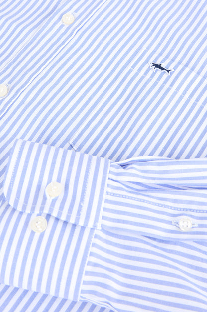 Paul & Shark Long Sleeve Striped Cotton Shirt C0p3006 - Light Blue C0P3006-002-d-v