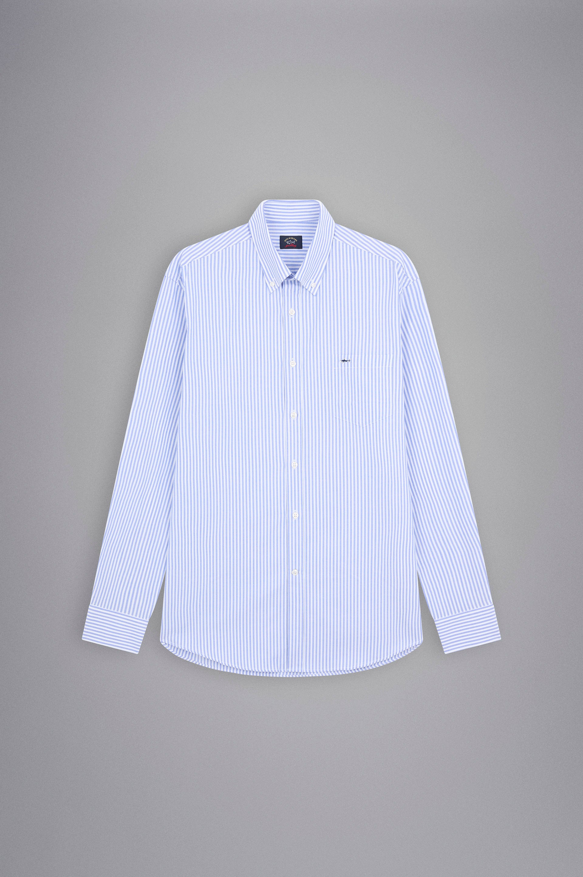 Paul & Shark Long Sleeve Striped Cotton Shirt C0p3006 - Light Blue C0P3006-002-f-v