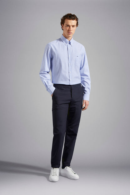 Paul & Shark Long Sleeve Striped Cotton Shirt C0p3006 - Light Blue C0P3006-002-lf-v