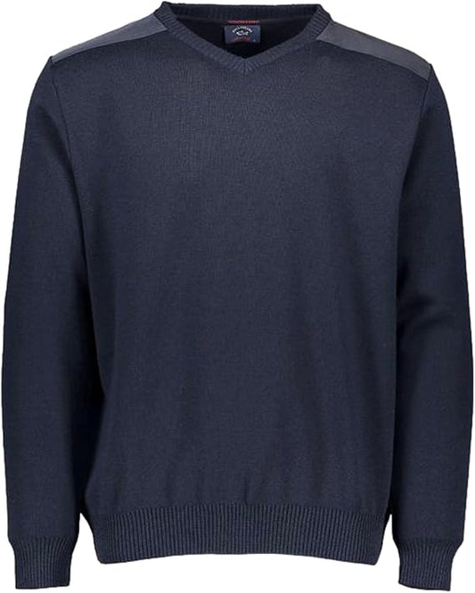 Paul & Shark Iconic Badge V-Neck Wool Sweater C0p1027 - Navy C0p10270501
