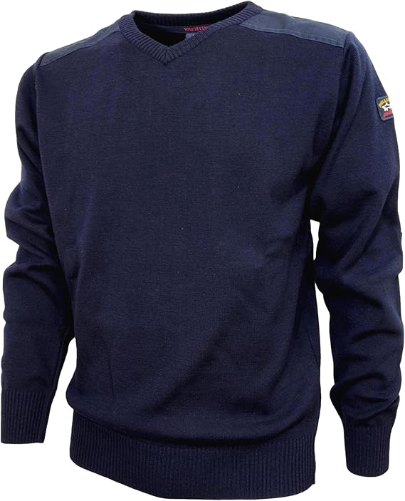 Paul & Shark Iconic Badge V-Neck Wool Sweater C0p1027 - Navy C0p10270503