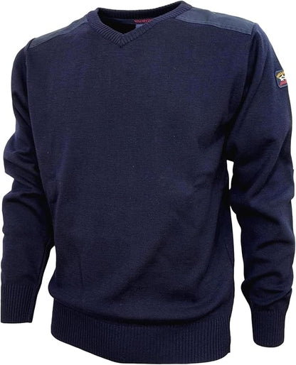 Paul & Shark Iconic Badge V-Neck Wool Sweater C0p1027 - Navy C0p10270503
