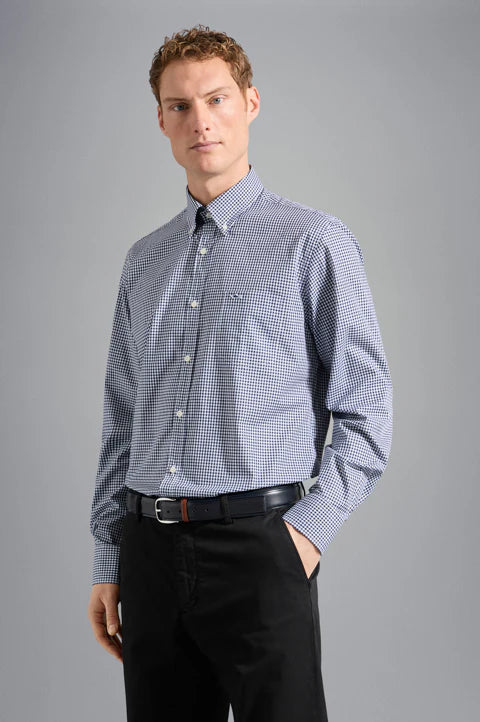 Paul & Shark Check Cotton Shirt C0P3004 - Navy C0p3004443-3