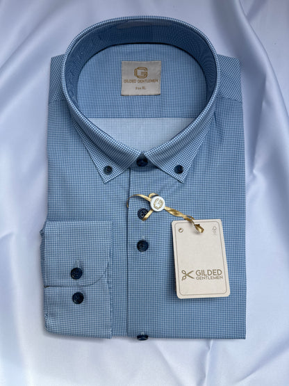 6th Sense Design blue gingham shirt at Ryle Menswear, Tralee