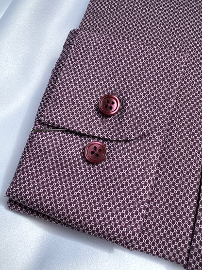 Purple dot-print shirt, button-down collar detail — Ryle Menswear, Tralee