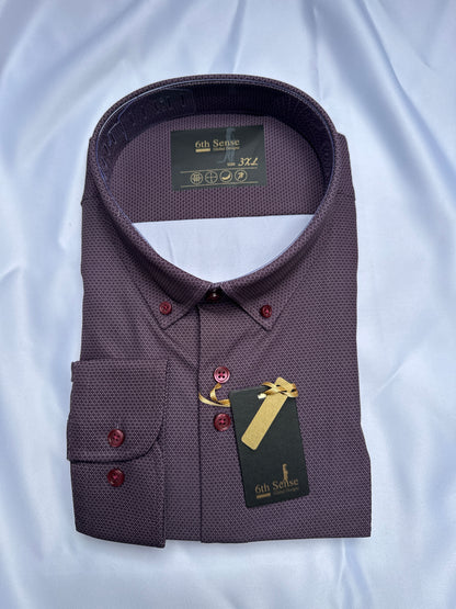 Purple 6th Sense Design shirt, collar and button detail — Ryle Menswear, Tralee