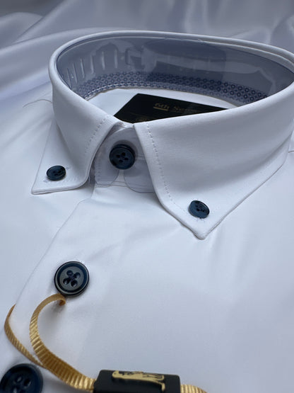 6th Sense Design travel shirt in white at Ryle Menswear, Tralee