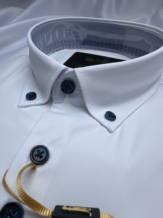 6th Sense Design travel shirt in white at Ryle Menswear, Tralee