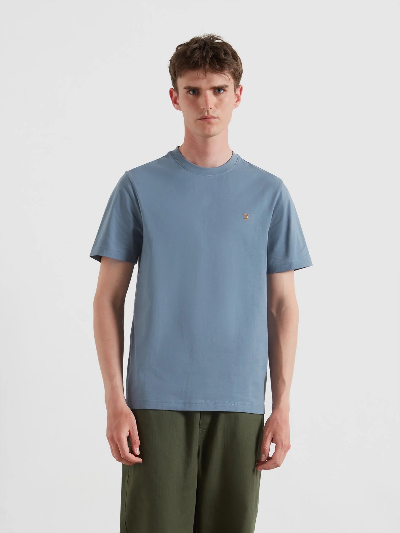 Farah Danny Regular Fit Organic Cotton T-Shirt - Chalk Blue F4KFD0404131