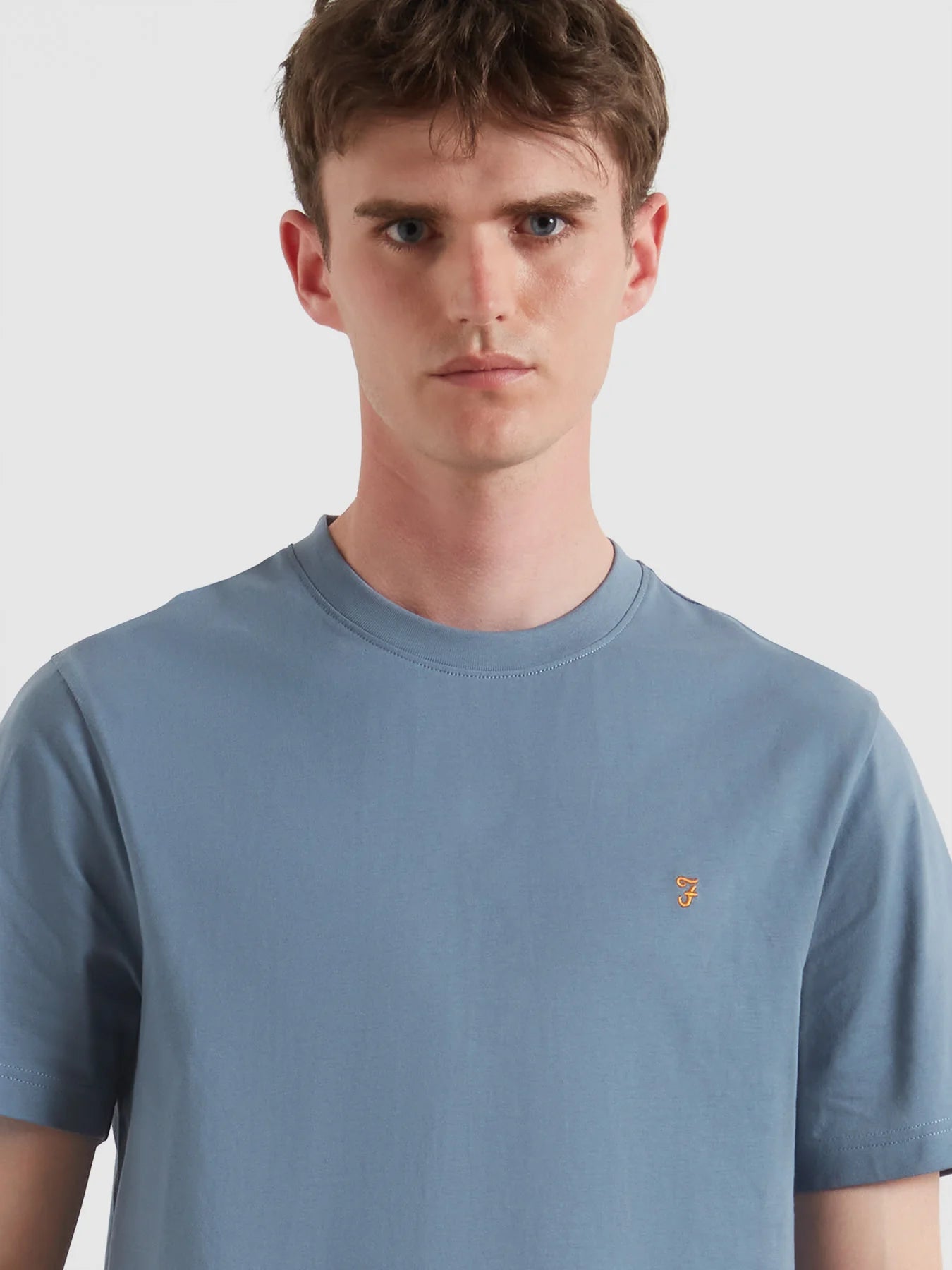 Farah Danny Regular Fit Organic Cotton T-Shirt - Chalk Blue F4KFD0404134