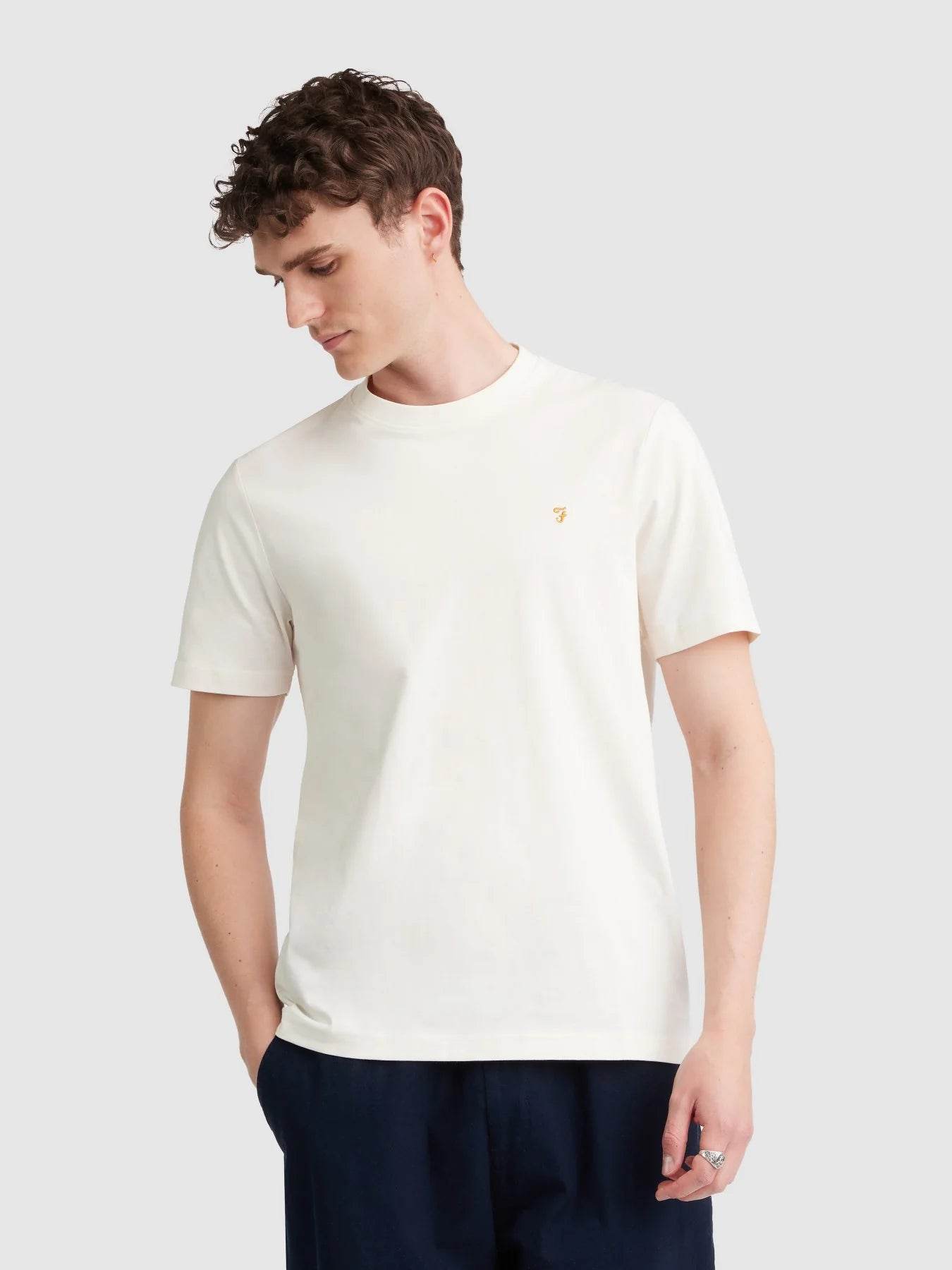 Farah Danny Regular Fit Organic Cotton T-Shirt - Ecru F4KFD040_280-1