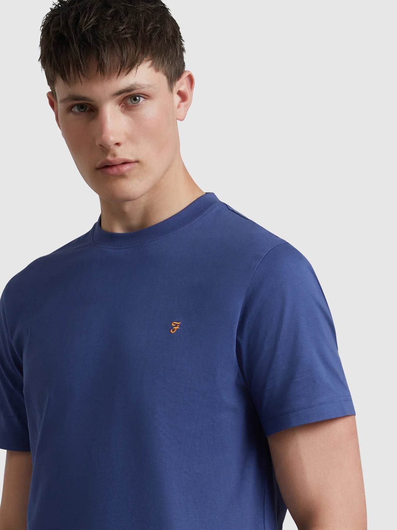 Farah Danny Regular Fit Organic Cotton T-Shirt - Sigil Blue F4KFD040_415-4