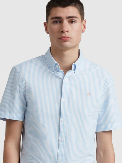 Farah Brewer Stripe Short Sleeve Shirt - Sky Blue F4WMD006_4684