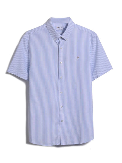 Farah Brewer Stripe Short Sleeve Shirt - Sky Blue F4WMD006_4685