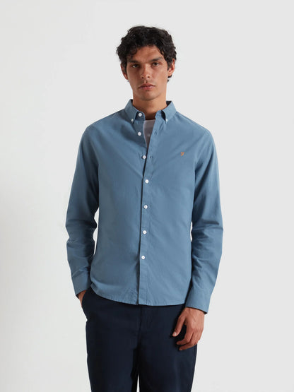 Farah Brewer Slim Fit Organic Cotton Oxford Shirt - Chalk Blue F4WSB0604131