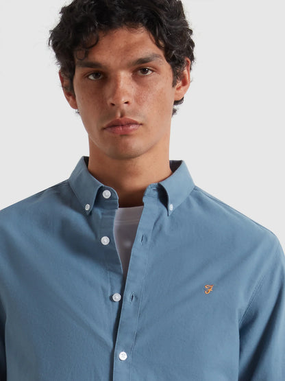 Farah Brewer Slim Fit Organic Cotton Oxford Shirt - Chalk Blue F4WSB0604134