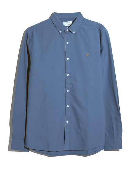 Farah Brewer Slim Fit Organic Cotton Oxford Shirt - Chalk Blue F4WSB0604135