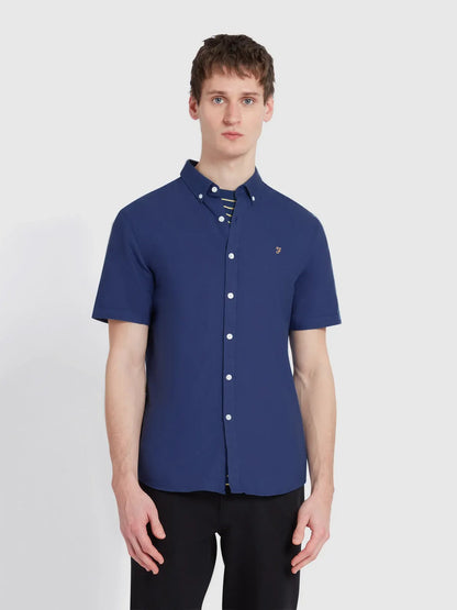 Farah Brewer Short Sleeve Oxford Shirt - Sigil Blue F4WSB061-415-1_b4caeeac-bdb1-4232-ac24-698d6a4dbe0c