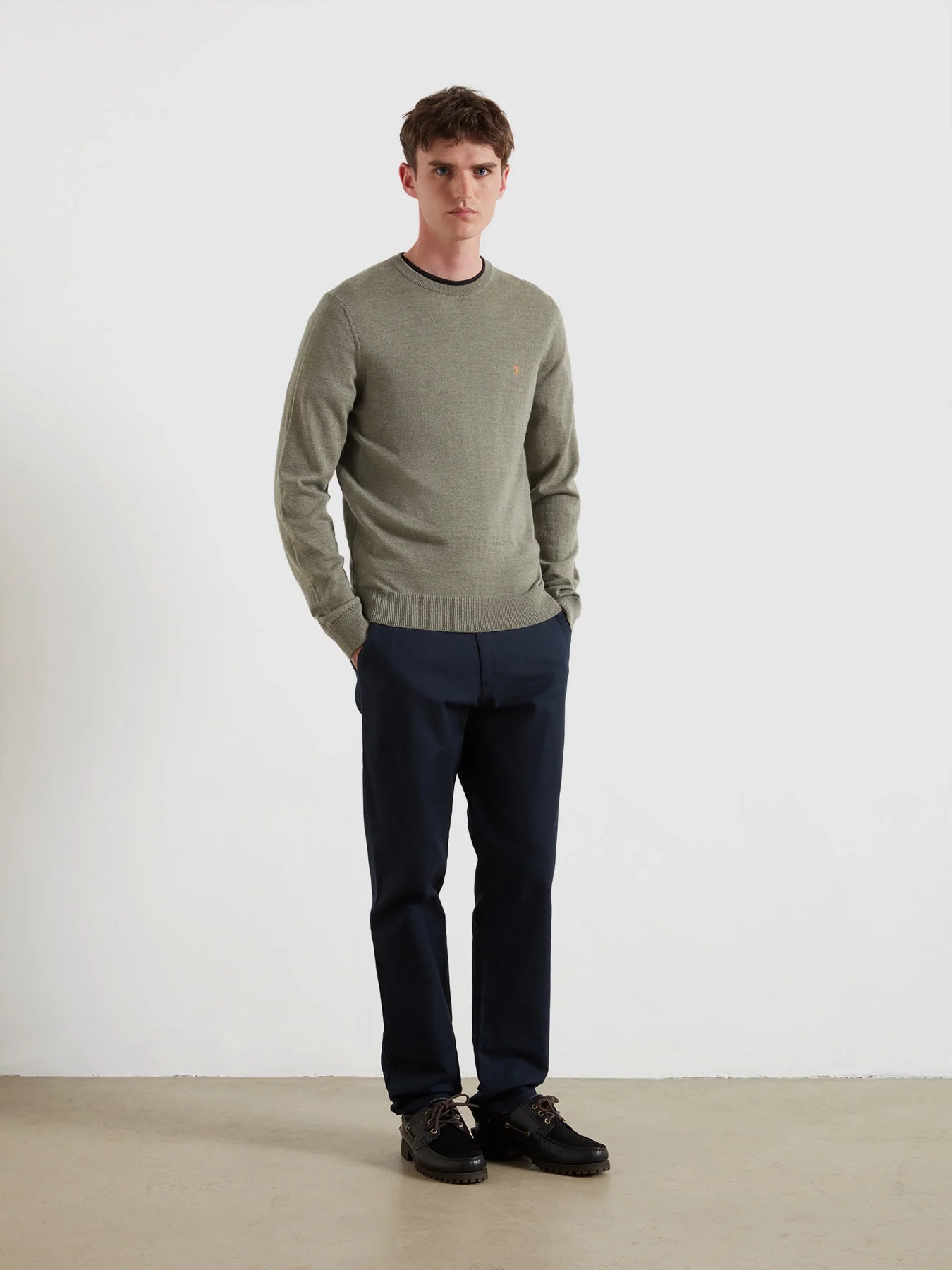 Farah Mullen Merino Wool Sweater - Tarragon Green F4gf40813182