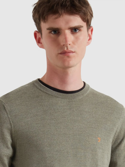 Farah Mullen Merino Wool Sweater - Tarragon Green F4gf40813184