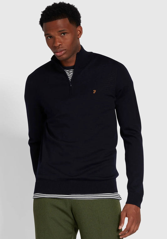 Farah Redchurch Merino Wool Quarter Zip Sweater - Navy F4gf90824121