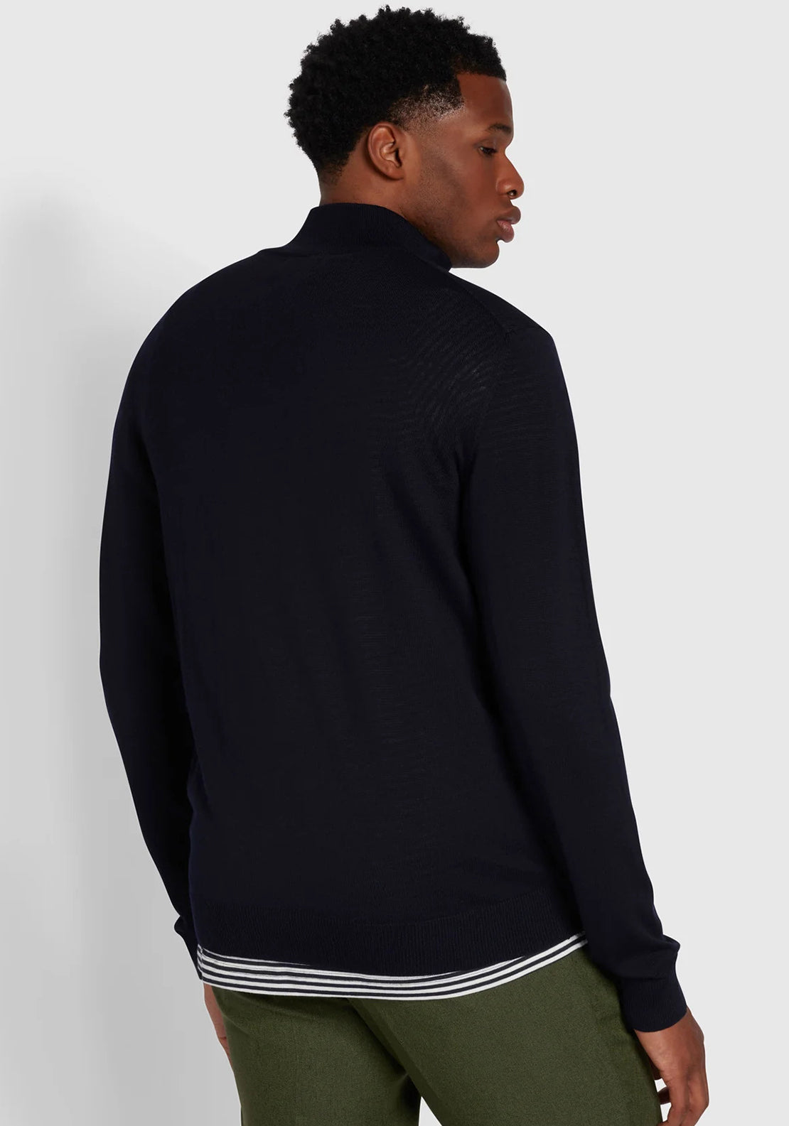 Farah Redchurch Merino Wool Quarter Zip Sweater - Navy F4gf90824123