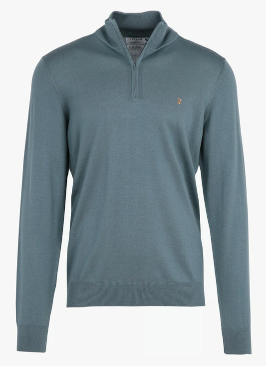 Farah Redchurch Merino Wool Quarter Zip Sweater - Chalk Blue F4gf90824131