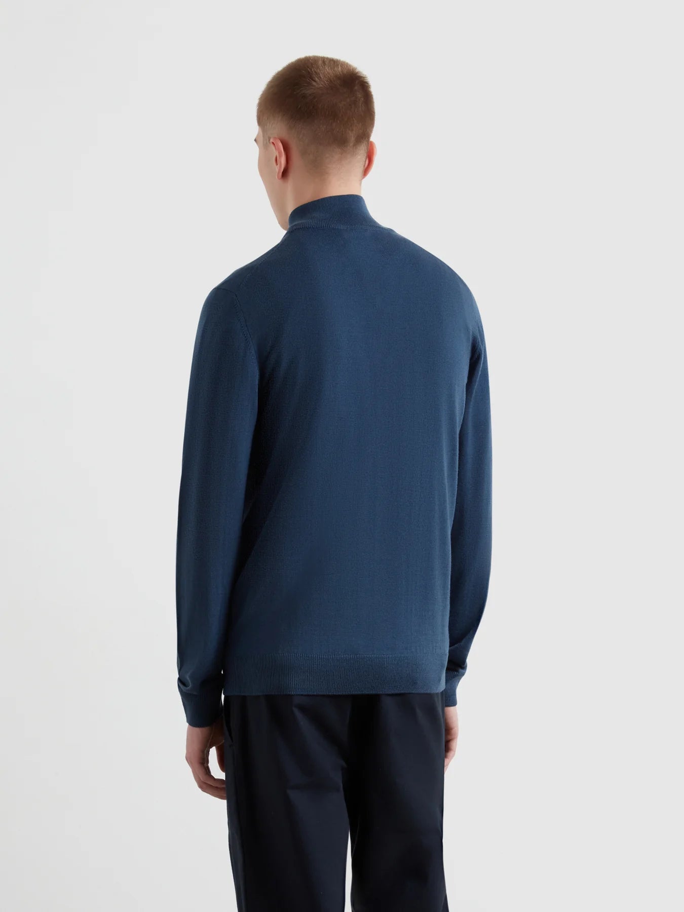 Farah Redchurch Merino Wool Quarter Zip Sweater - Blue River F4gf9082495-3