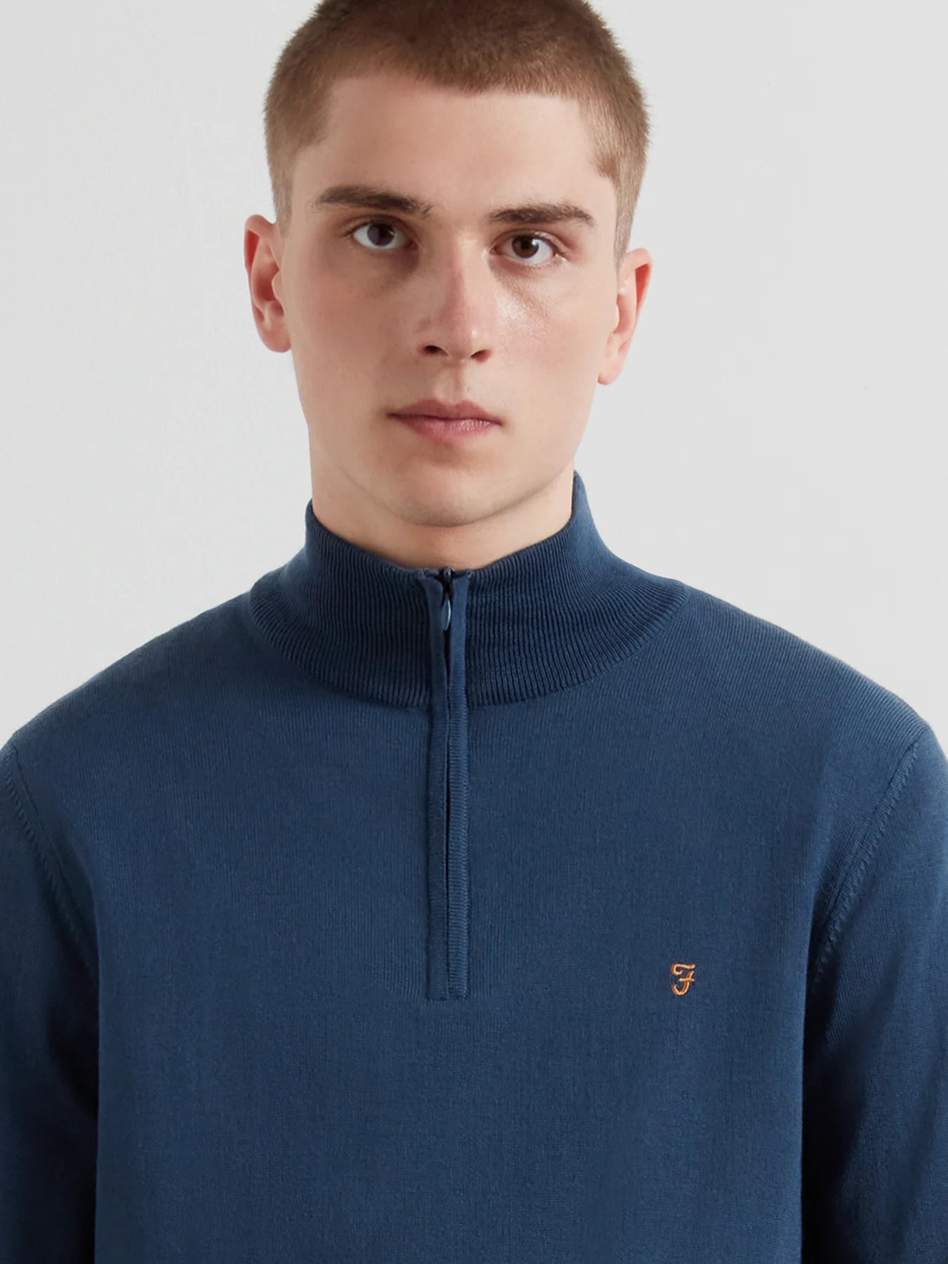 Farah Redchurch Merino Wool Quarter Zip Sweater - Blue River F4gf9082495-4