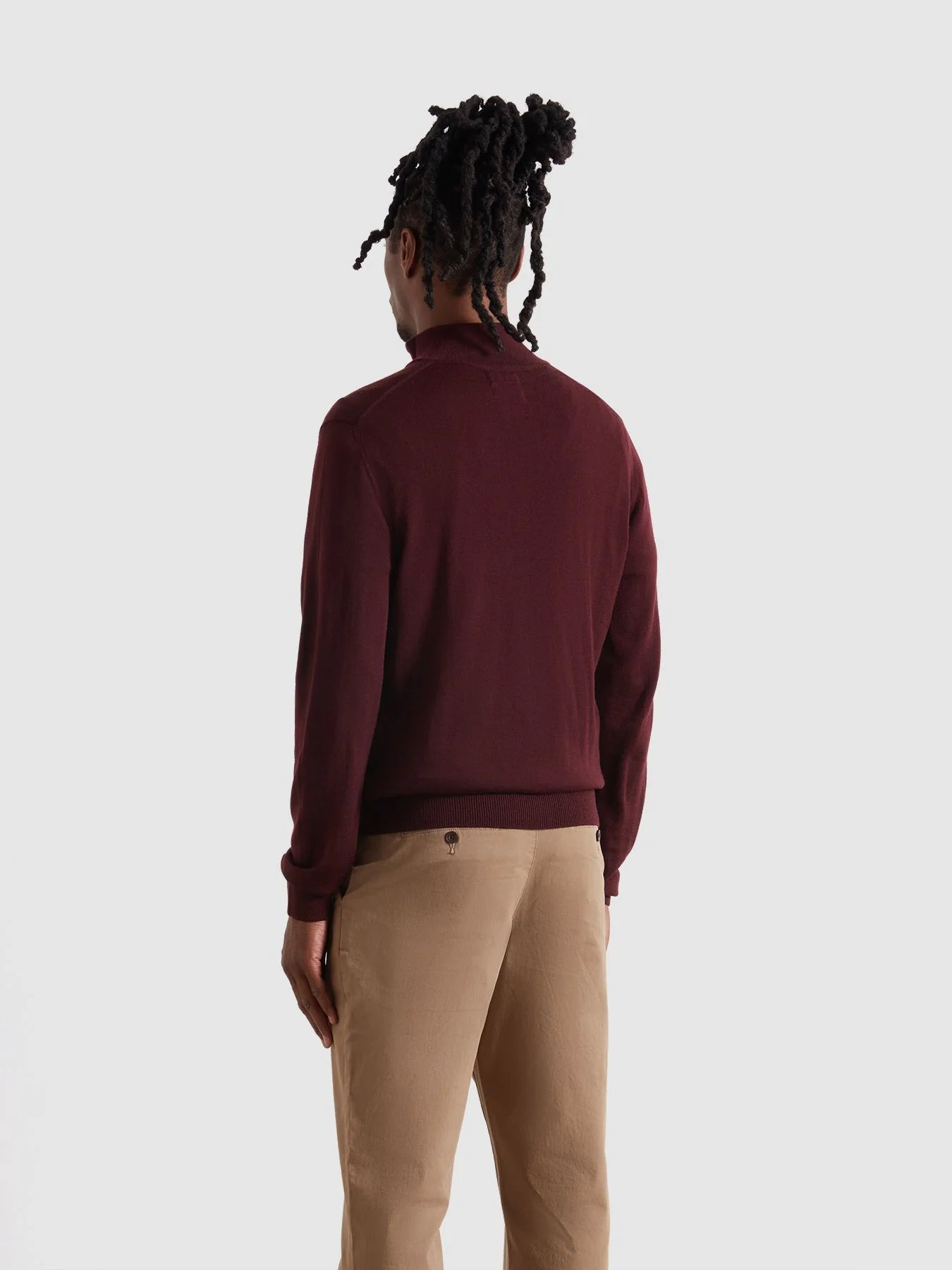 Farah Redchurch Merino Wool Quarter Zip Sweater - Bordeaux F4gf90825072