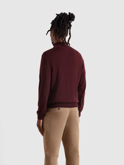 Farah Redchurch Merino Wool Quarter Zip Sweater - Bordeaux F4gf90825072
