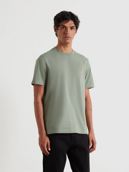 Farah Danny Regular Fit Organic Cotton T-Shirt In Tarragon Green F4kfd0403181