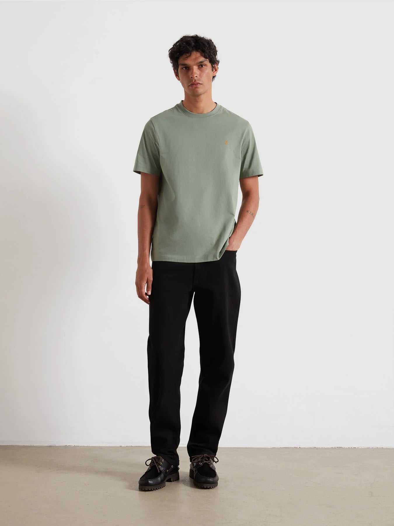 Farah Danny Regular Fit Organic Cotton T-Shirt In Tarragon Green F4kfd0403182