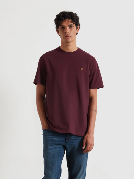 Farah Danny Regular Fit Organic Cotton T-Shirt - Bordeaux F4kfd0405071