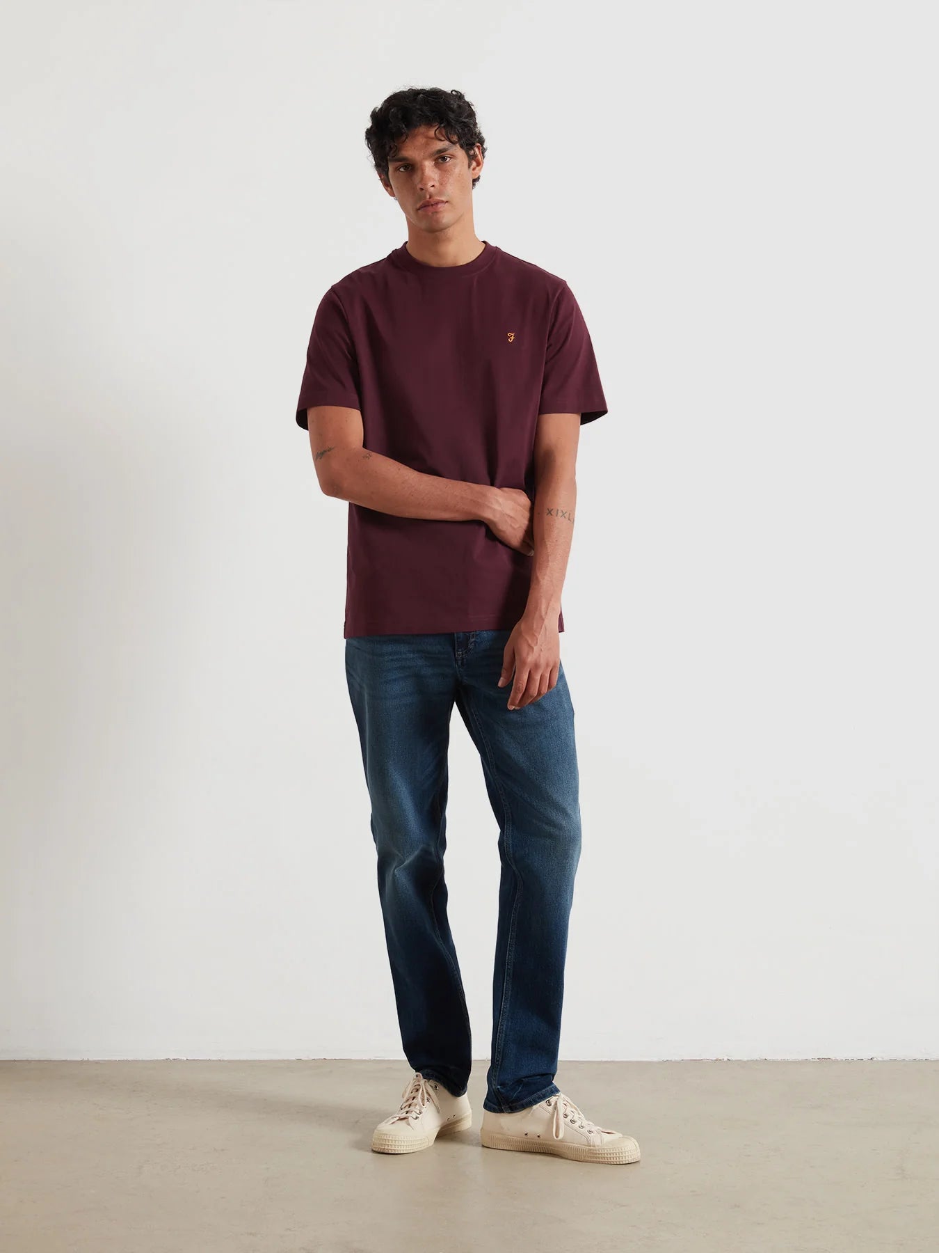 Farah Danny Regular Fit Organic Cotton T-Shirt - Bordeaux F4kfd0405072