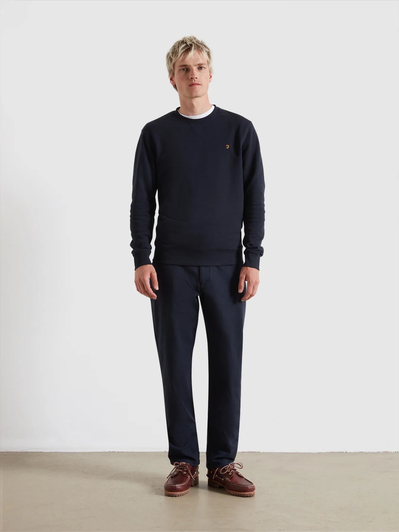 Farah Tim Organic Cotton Crew Neck Sweatshirt - True Navy F4kfd0764122