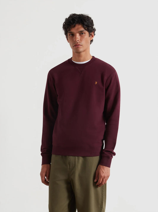 Farah Tim Organic Cotton Crew Neck Sweatshirt - Bordeaux F4kfd0765071