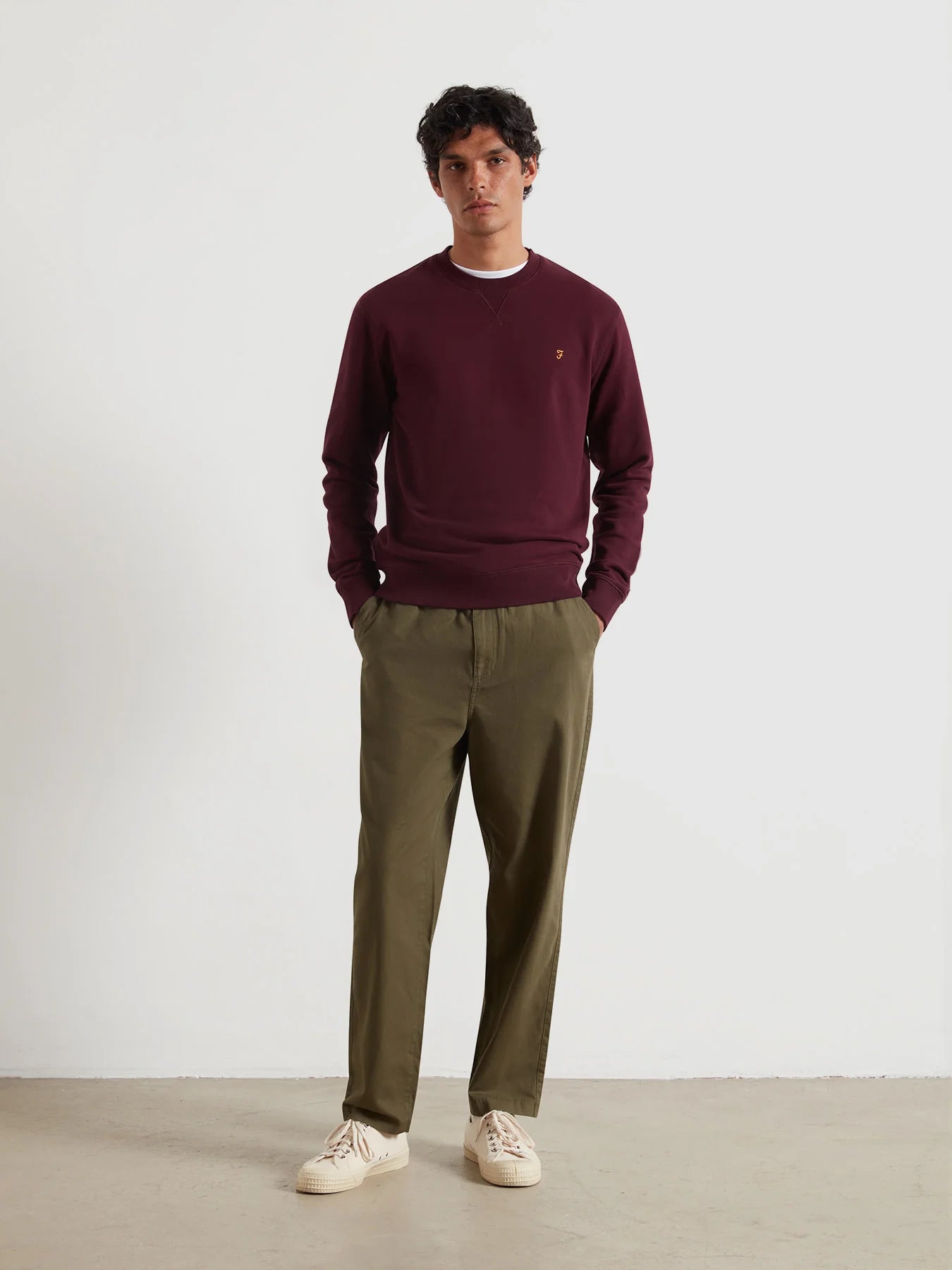 Farah Tim Organic Cotton Crew Neck Sweatshirt - Bordeaux F4kfd0765072