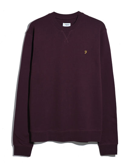 Farah Tim Organic Cotton Crew Neck Sweatshirt - Bordeaux F4kfd0765075
