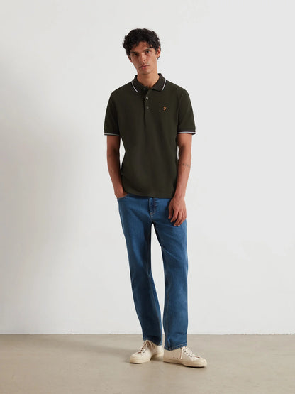 Farah Elton Tipped Polo Shirt - Evergreen F4kff0003572