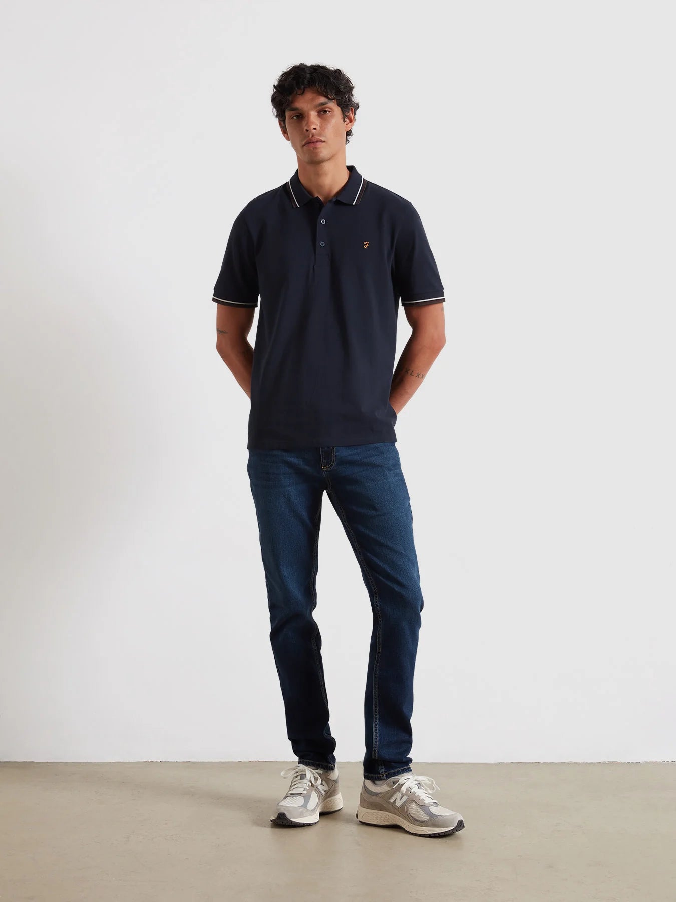 Farah Elton Tipped Polo Shirt - True Navy F4kff0004122