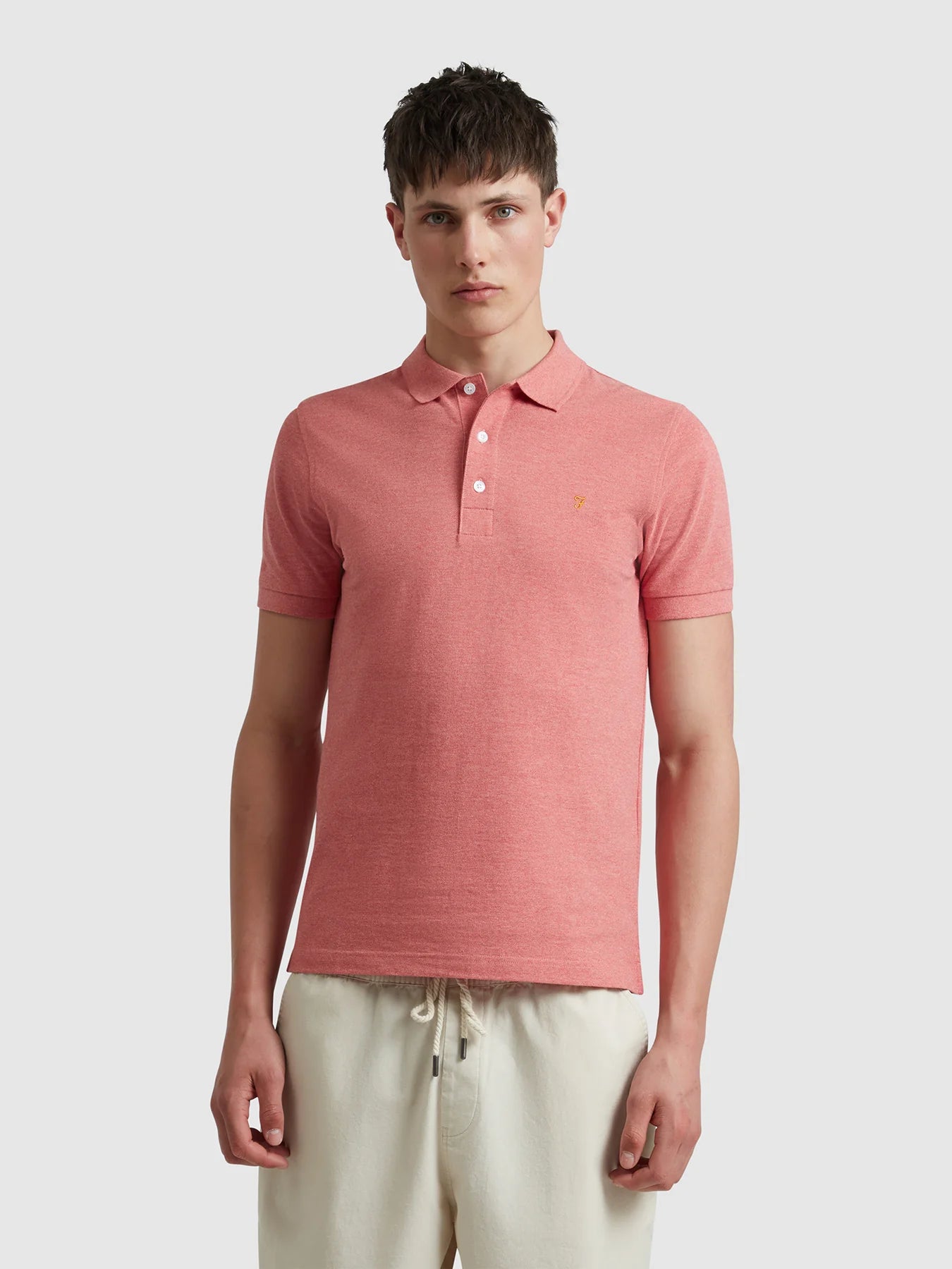 Farah Blanes Organic Cotton Polo Shirt - Carnation Pink Marl F4ksb0686781