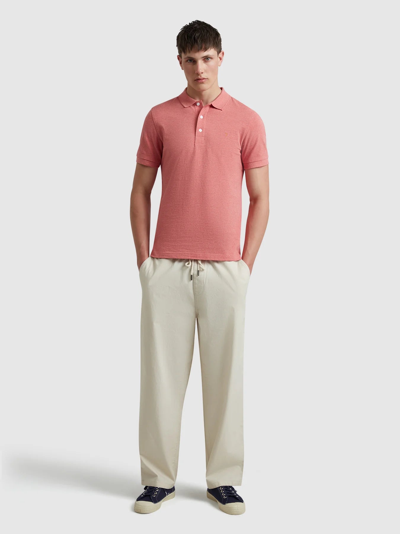Farah Blanes Organic Cotton Polo Shirt - Carnation Pink Marl F4ksb0686782