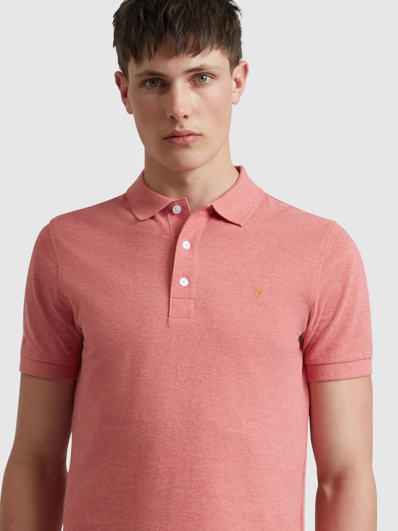 Farah Blanes Organic Cotton Polo Shirt - Carnation Pink Marl F4ksb0686784