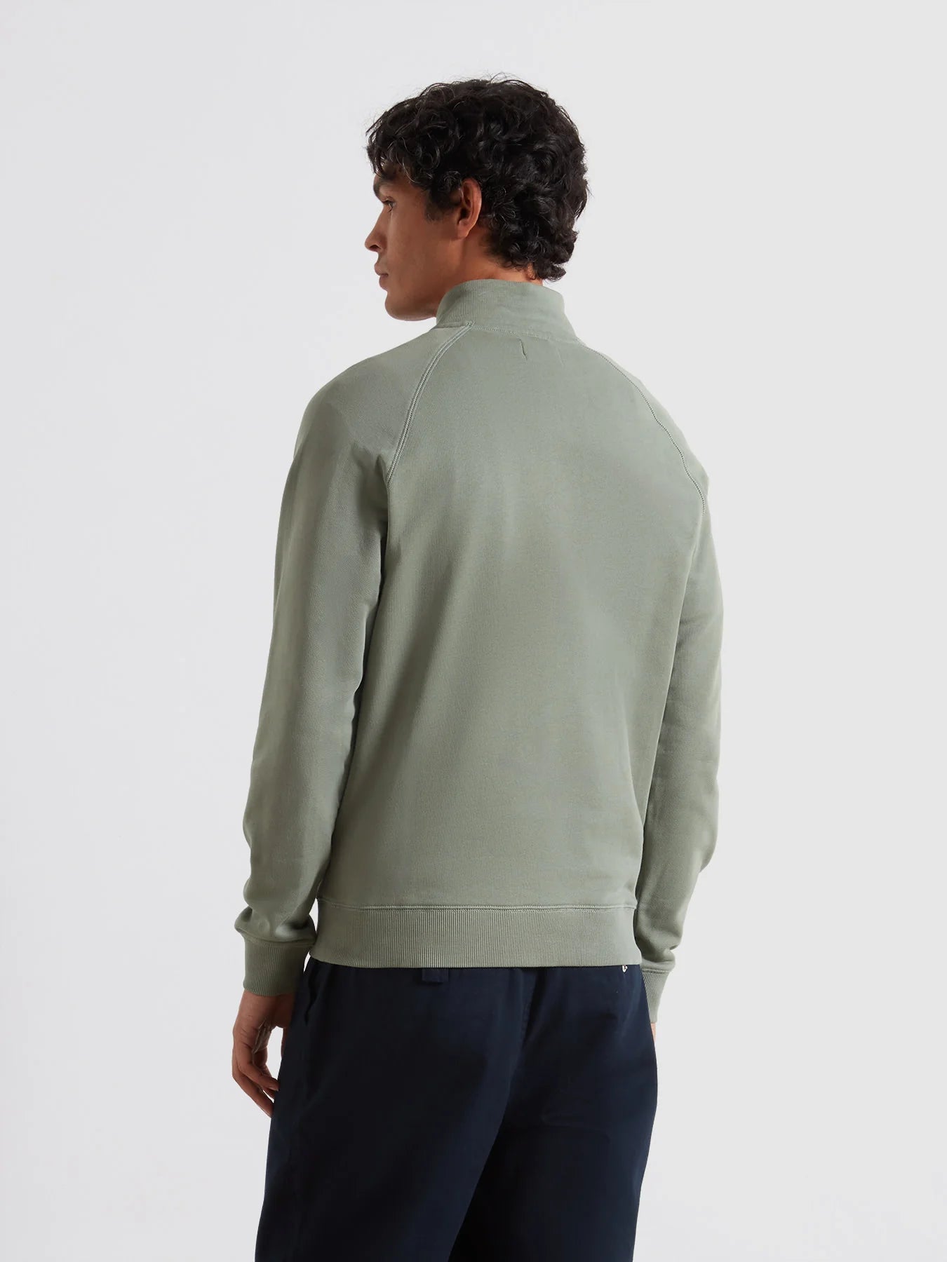 Farah Jim Organic Cotton Quarter Zip Sweatshirt - Tarragon Green F4ksb0733183
