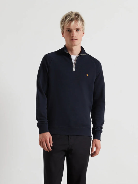 Farah Jim Organic Cotton Quarter Zip Sweatshirt - True Navy F4ksb0734121