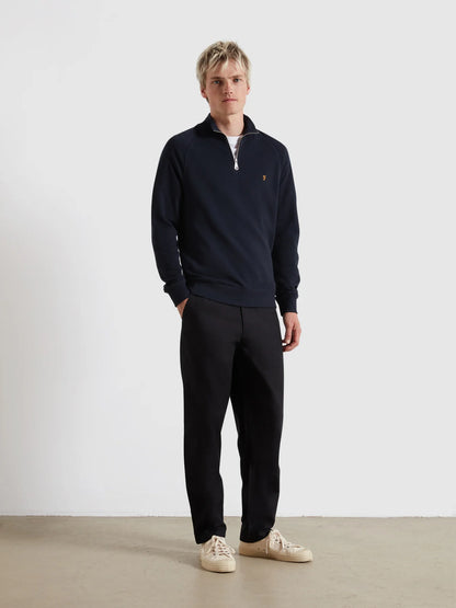 Farah Jim Organic Cotton Quarter Zip Sweatshirt - True Navy F4ksb0734122