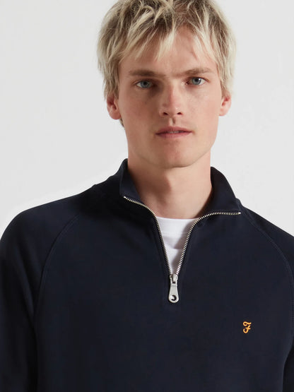 Farah Jim Organic Cotton Quarter Zip Sweatshirt - True Navy F4ksb0734124